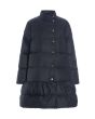 Feather down coat with flounce