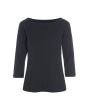 Naibu rib bluse med 3/4 ærme