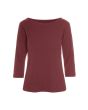 Naibu rib bluse med 3/4 ærme