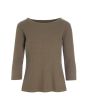 Globe rib blouse with 3/4 sleeve