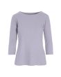 Globe rib blouse with 3/4 sleeve