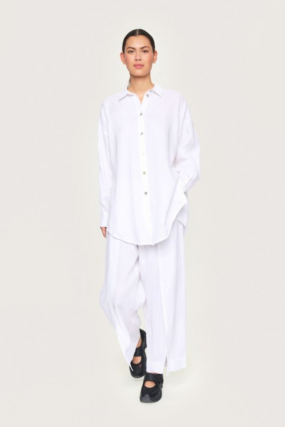Airy linen wide trousers