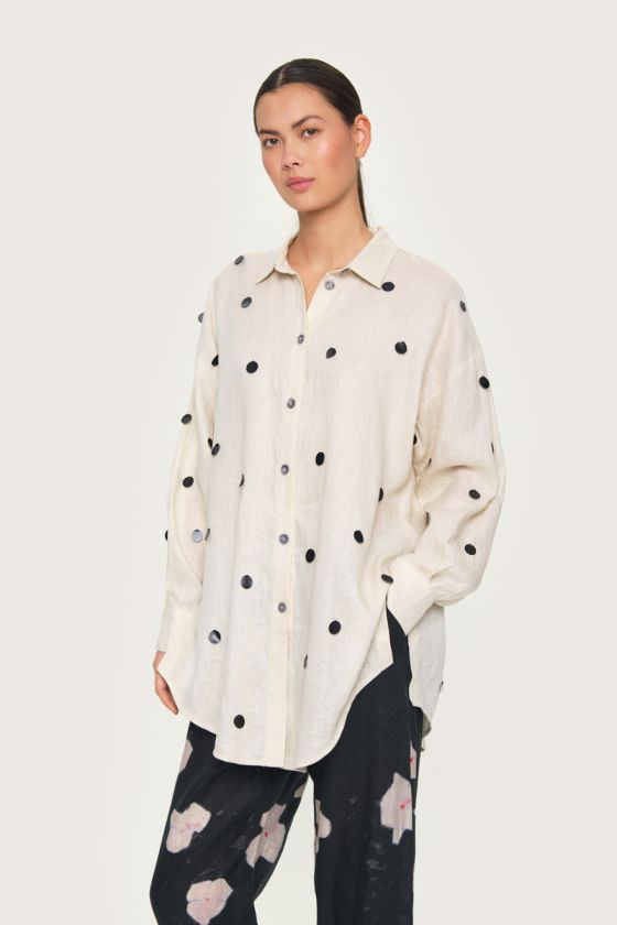 Airy linen sequins shirt