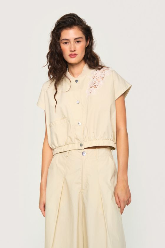 Paper poplin short sleeved shirt