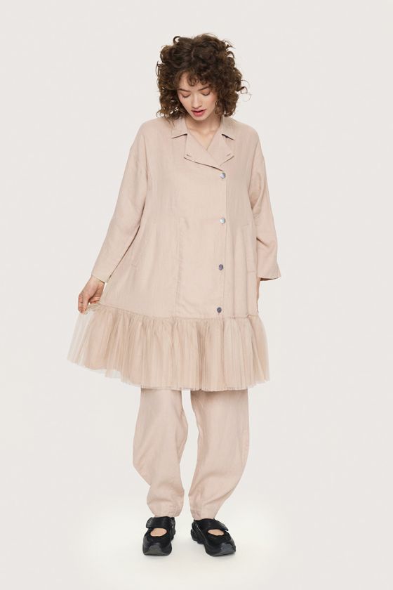 Lazy linen ruffle dress