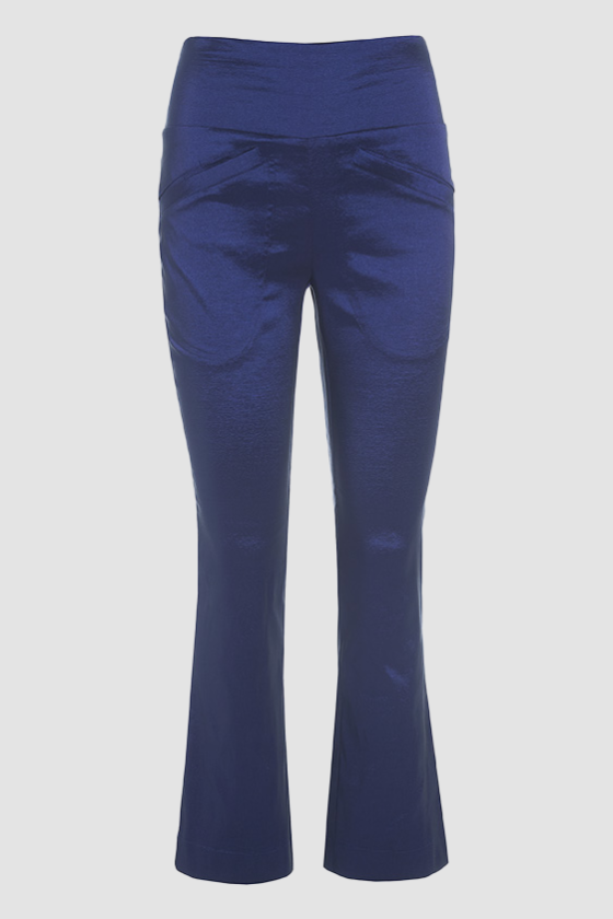 Changeant stretch pants with flare