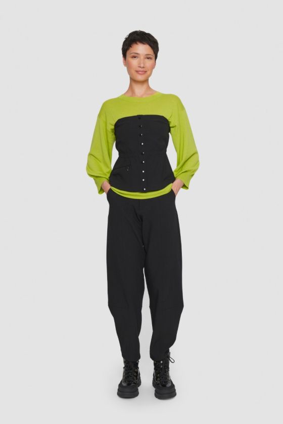 Wakasu wool blend blouse with 3/4 sleeve