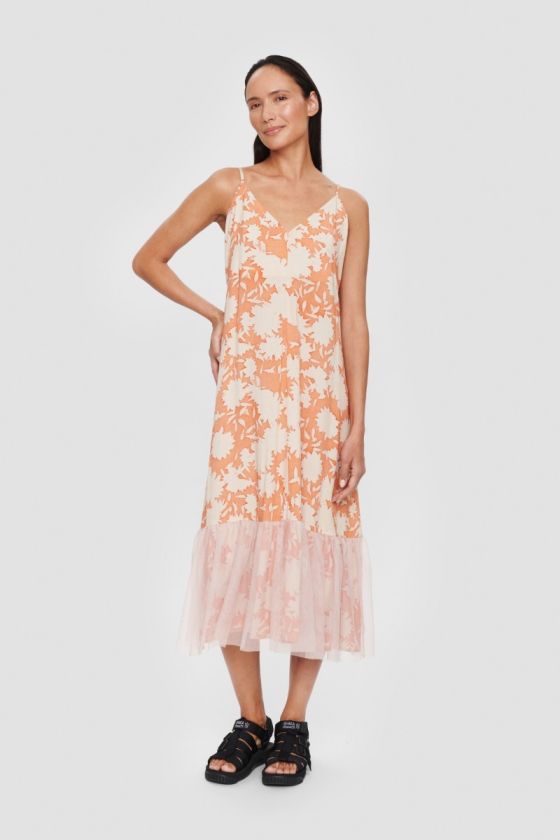 Summer rain & dahlias FSC strap dress