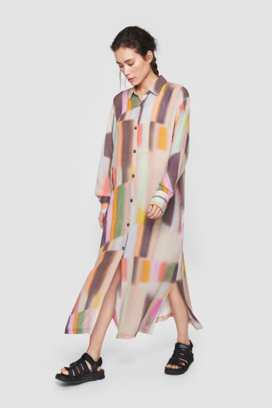 Soft colour block FSC shirt dress