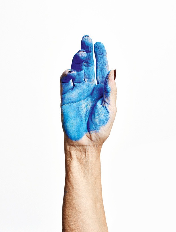 Hand with blue paint